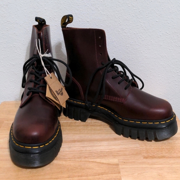 SOLD Dr Martens Audrick Boots on Charro Burgundy Leather sz 10 Women's - Picture 3 of 8